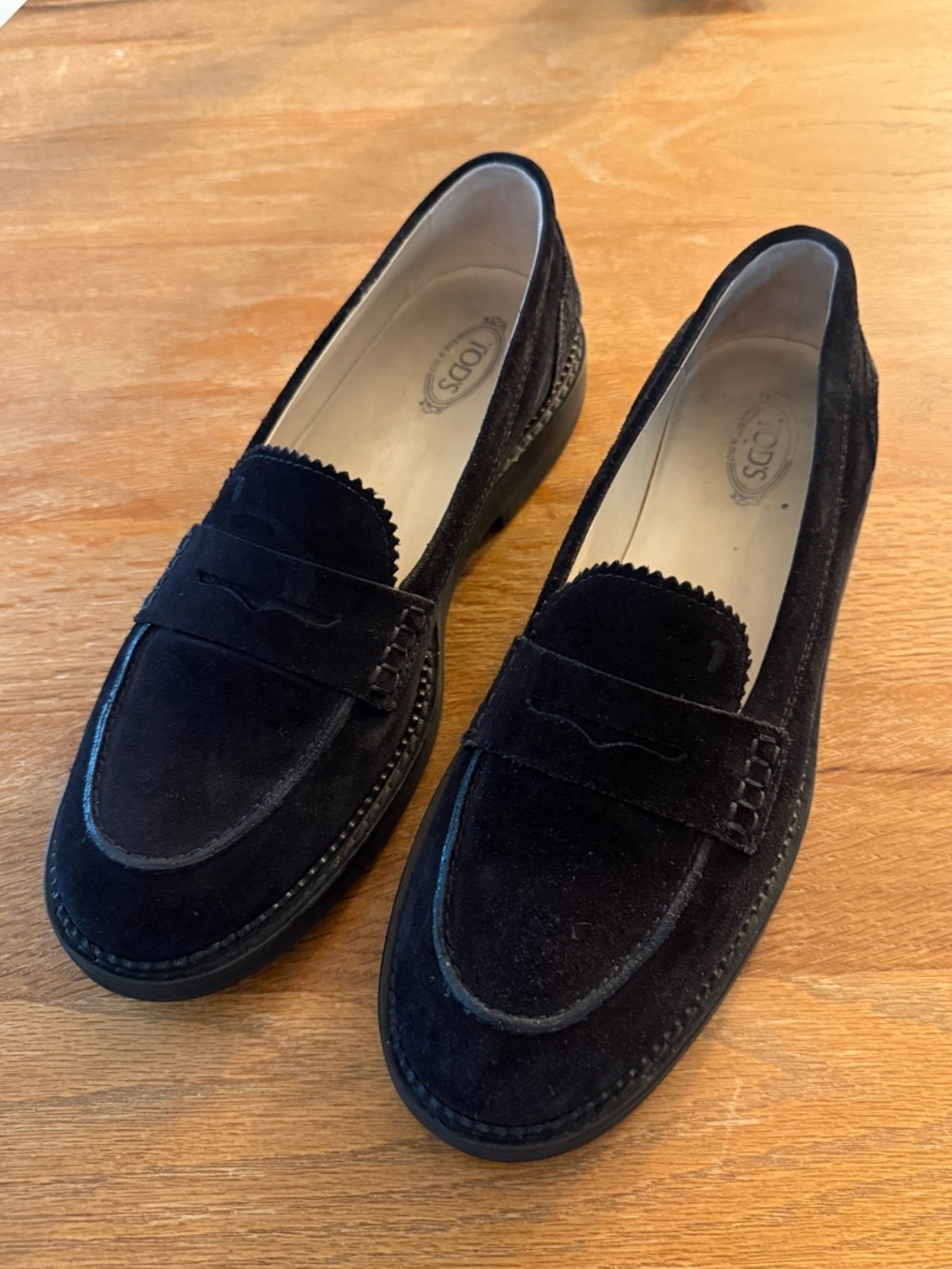 Tods Black Suede Loafers